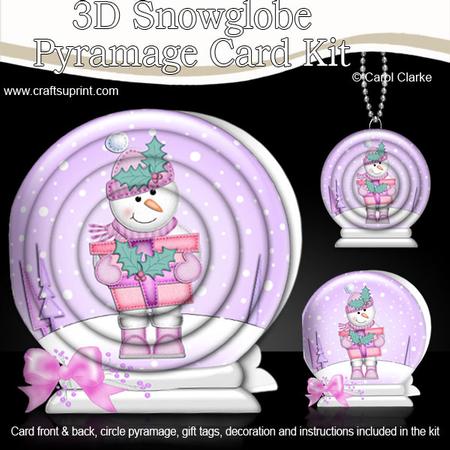 3D Xmas Snowman Snowglobe Circle Pyramage Card Kit