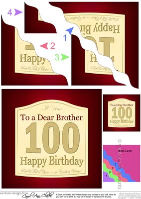100th Birthday Brother Wine Label Wavy Corner