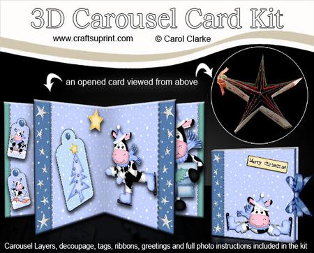 3D Christmas Milly Moo Cow Carousel Card Kit