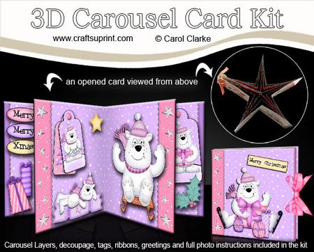 3D Christmas Ben Polar Bear Carousel Card Kit