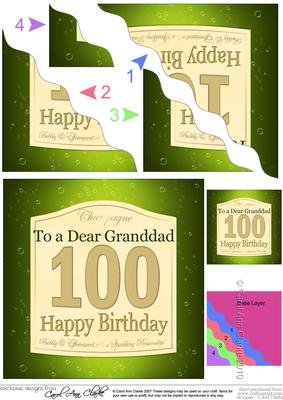 100th Birthday Granddad Champagne Label Wavy Corner Stacker