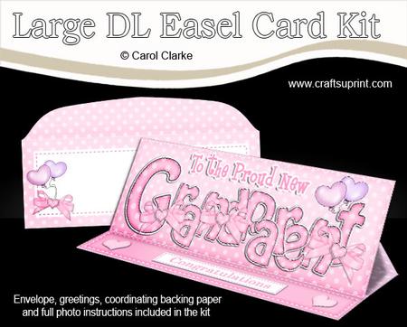 Large Dl New Baby Grandparent Easel Card Kit N Envelope
