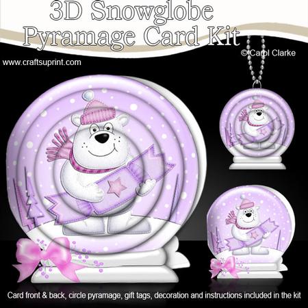 3D Xmas Polar Bear Snowglobe Circle Pyramage Card Kit
