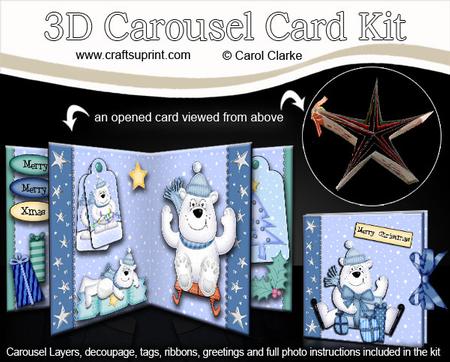 3D Christmas Polar Bears Carousel Card Kit