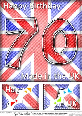 8 x 8 Flying the Flag Uk 70th Birthday Scalloped Topper
