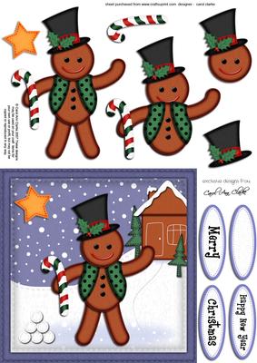 Xmas Gingerbread Man Quick Card N 3D Decoupage