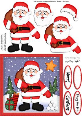 Xmas Santa Quick Card N 3D Decoupage