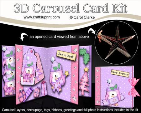 3D Christmas Penguins Carousel Card Kit
