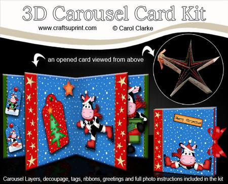 3D Christmas Milly Moo Cow Carousel Card Kit