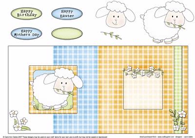 Sweet Little Lamb Fold Back Card with Decoupage
