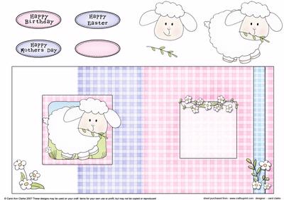 Sweet Little Lamb Fold Back Card with Decoupage