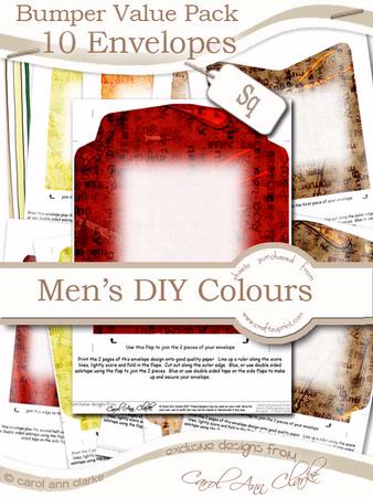Bumper Value Pack of Square Envelopes in Men's DIY Colours