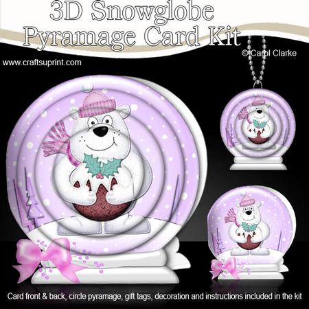 3D Xmas Polar Bear Snowglobe Circle Pyramage Card