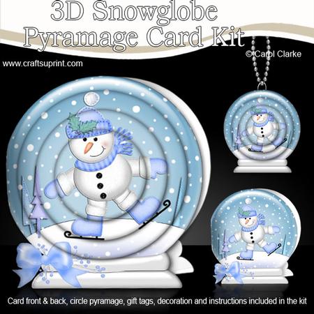 3D Xmas Snowman Snowglobe Circle Pyramage Card