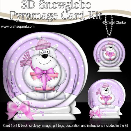 3D Xmas Polar Bear Snowglobe Circle Pyramage Card Kit
