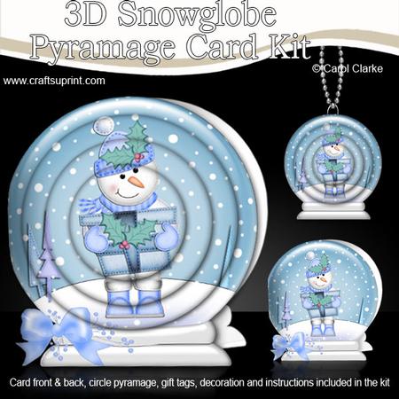 3D Xmas Snowman Snowglobe Circle Pyramage Card Kit