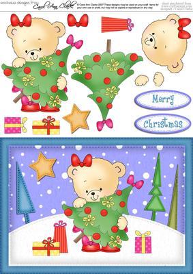 A5 Xmas Rosie's Xmas Tree Quick Card N 3D Decoupage