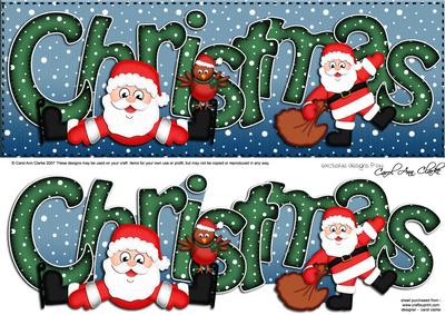 Large Dl Xmas Christmas with Santa Quick Card 3D Decoupage
