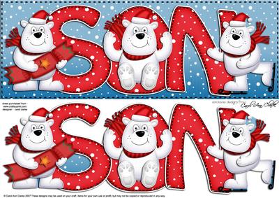 Large Dl Xmas Son with Polar Bears Quick Card N Decoupage