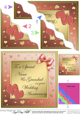 Nana & Grandad Wedding Anniversary Wavy Corner Stacker