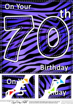 8 x 8 Fun Zebra Striped 70th Birthday Scalloped Topper