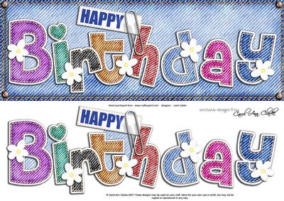Large Dl Happy Birthday Denim N Daisies Quick Card Decoupage
