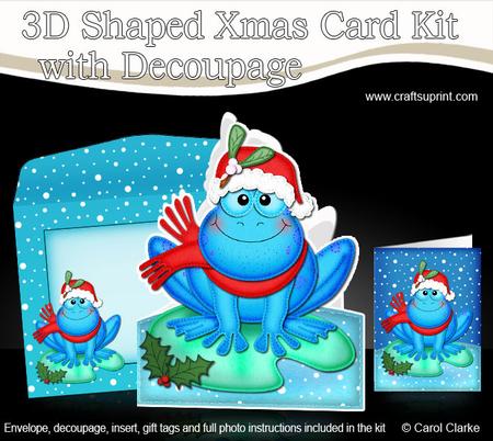 Xmas Freddy Frog Shaped Card with Decoupage