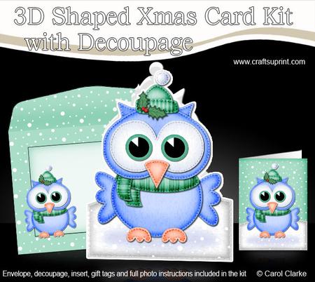 Xmas Little Hoot Shaped Card with Decoupage