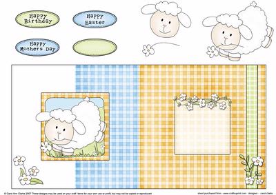 Little Leaping Lamb Fold Back Card with Decoupage