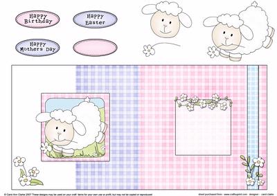 Little Leaping Lamb Fold Back Card with Decoupage