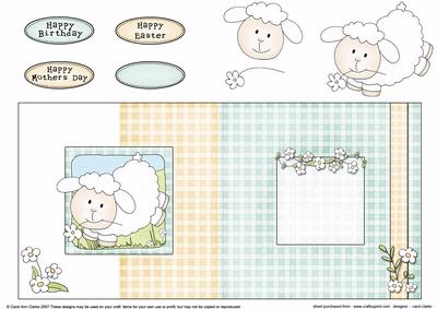 Little Leaping Lamb Fold Back Card with Decoupage