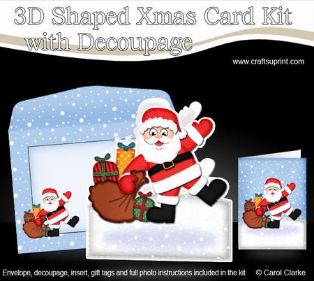 Xmas Santa's Sack N Presents Shaped Card with Decoupage