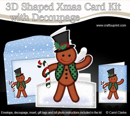 Xmas Gingerbread Man Shaped Card with Decoupage