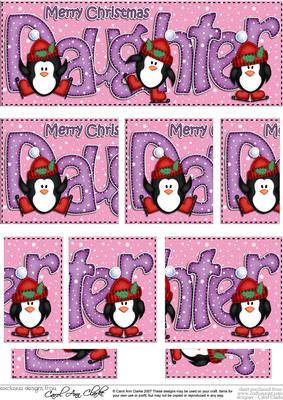 Christmas Daughter with Penguins Dl Side Stacker Topper