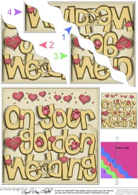 Golden Wedding Anniversary Wavy Corner Side Stacker
