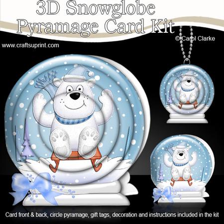 3D Xmas Polar Bear Snowglobe Circle Pyramage Card