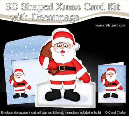 3D Xmas Santa's Sack Shaped Card with Decoupage
