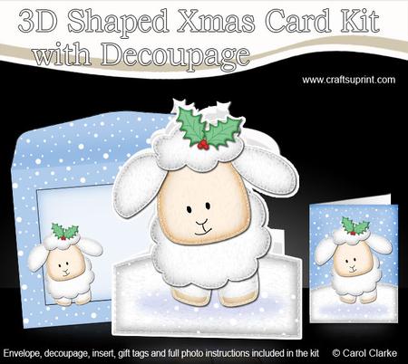 3D Xmas Cute Lamb Shaped Card with Decoupage