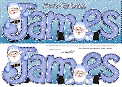 Large Dl James Quick Card with Santa N 3D Decoupage