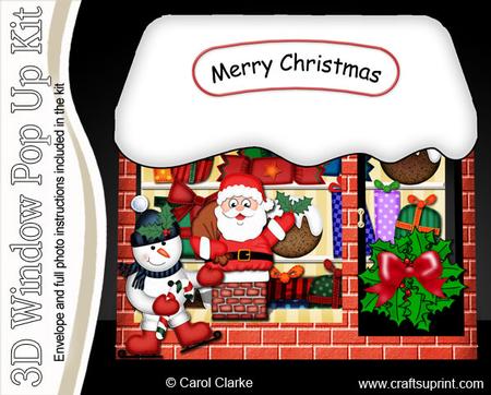 3D Christmas Shoppe Pop Up Card Decoupage N Envelope