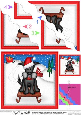 Xmas Sledging Scottie Dog Wavy Corner Side Stacker