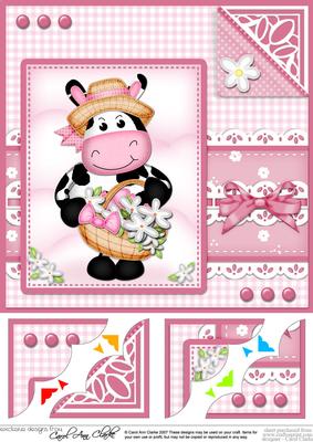 8 x 8 Milly Moo Cow's Bonnet Scalloped Corner Topper