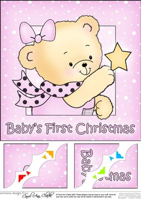 8 x 8 Rosie's Star Baby's 1st Xmas Scalloped Corner Topper