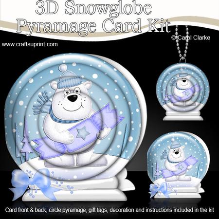 3D Xmas Ben Polar Bear Snowglobe Circle Pyramage Card