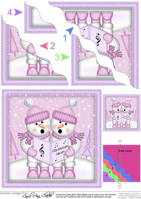 Xmas Singing Snowmen Wavy Corner Side Stacker