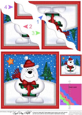 Xmas Polar Bear's Present Wavy Corner Side Stacker