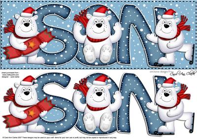 Large Dl Xmas Son with Polar Bears Quick Card N Decoupage