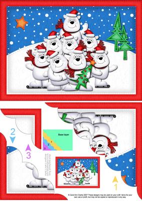 A5 Xmas Polar Bears Scallop Corner Side Stacker