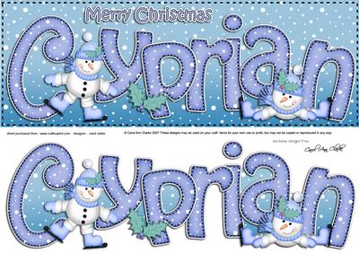 Large Dl Cyprian Quick Card with Snowmen N 3D Decoupage