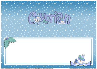 Xmas Cyprian with Snowmen Matching Large Dl Insert